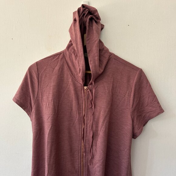 Logo Lounge Lori Goldstein Tunic Top Womens Large Purple Zip Up Pockets Hooded - Picture 3 of 7